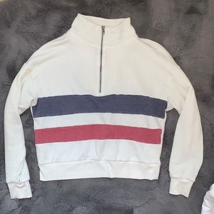 white zip up sweatshirt